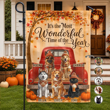 Custom Photo 3D Autumn Concept Wonderful Time Of The Year - Personalized Flag
