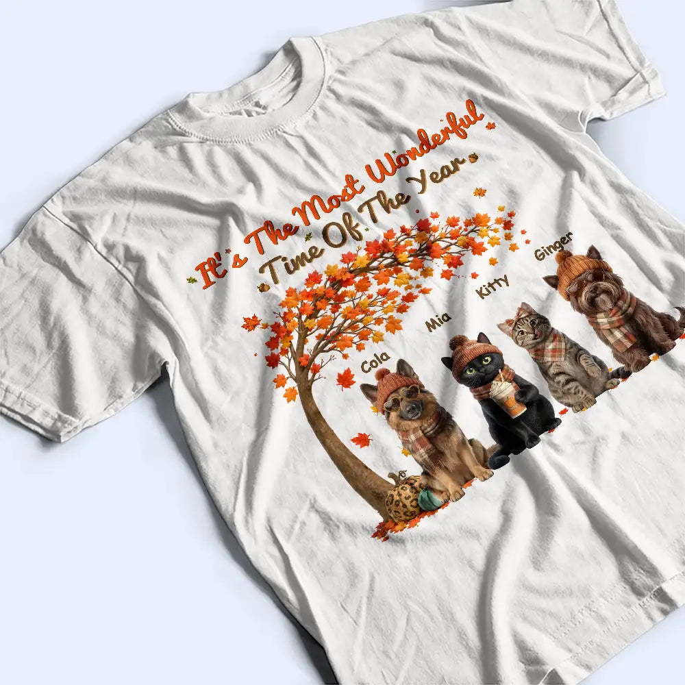Adorable,Art Design,Pet Lovers,Photo - 3D Human Pet Autumn Theme - Custom Photo 3D Autumn Concept Wonderful Time Of The Year - Personalized T Shirt