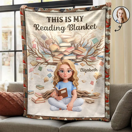 Custom Photo 3D Book Lover My Reading Blanket - Personalized Fleece Blanket, Sherpa Blanket