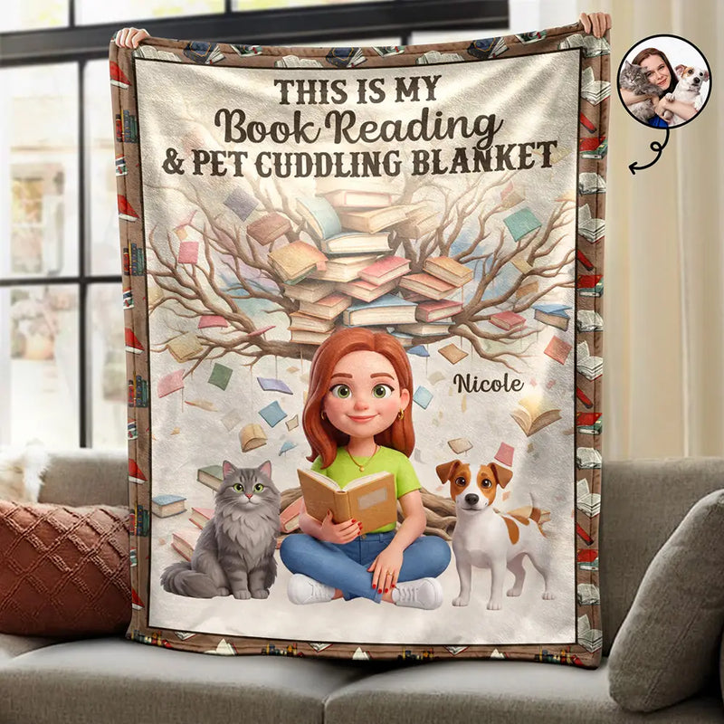 Art Design,Christmas,Cozy,Reading,Gift For Yourself,Gift For Women,Photo - 3D Reading Woman & Man - Custom Photo 3D Book Lover - Personalized Fleece Blanket, Sherpa Blanket