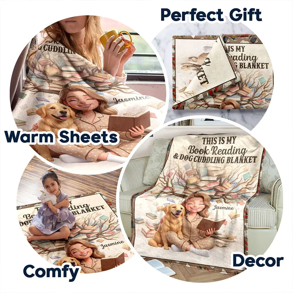 Art Design,Christmas,Cozy,Reading,Gift For Yourself,Gift For Women,Photo - 3D Reading Woman & Man - Custom Photo 3D Book Lover - Personalized Fleece Blanket, Sherpa Blanket