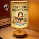 Art Design,Christmas,Cozy,Reading,Gift For Yourself,Photo - 3D Reading Woman & Man - Custom Photo 3D Book Lover Just A Girl Who Loves Books - Personalized Fabric Lamp