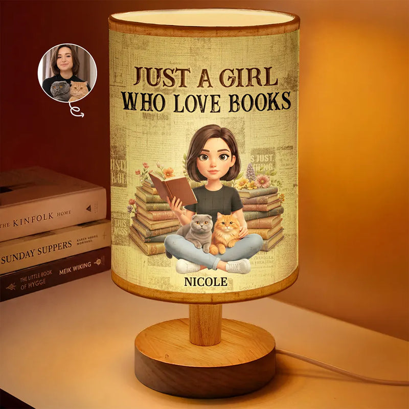 Art Design,Christmas,Cozy,Reading,Gift For Yourself,Photo - 3D Reading Woman & Man - Custom Photo 3D Book Lover Just A Girl Who Loves Books - Personalized Fabric Lamp