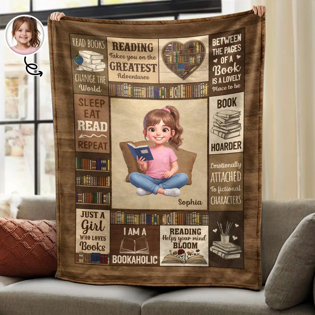 Art Design,Christmas,Cozy,Reading,Gift For Yourself,Photo - 3D Reading Woman & Man - Custom Photo 3D Book Lover My Reading Blanket I Am A Bookaholic - Personalized Fleece Blanket, Sherpa Blanket