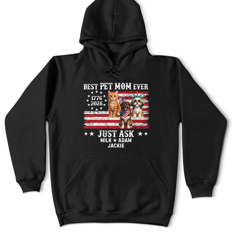 America 250th, Custom Photo, Independence Day, Art Design, Pet Lovers, Top Market, Playful, Photo - US Theme Accessories 3D Cartoon - Custom Photo 3D Cartoon With US Accessories 250th Anniversary Best Pet Dad Pet Mom Ever Just Ask - Personalized T Shirt
