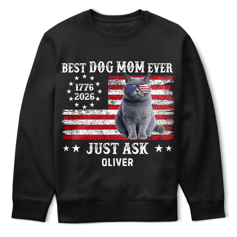 America 250th, Custom Photo, Independence Day, Art Design, Pet Lovers, Top Market, Playful, Photo - US Theme Accessories 3D Cartoon - Custom Photo 3D Cartoon With US Accessories 250th Anniversary Best Pet Dad Pet Mom Ever Just Ask - Personalized T Shirt