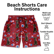 Custom Photo, Art Design, Summer, Pet Lovers, Playful, Photo - US Theme Accessories 3D Cartoon - Custom Photo 3D Cartoon With US Accessories Happy Summer Dog Cat Pet - Personalized Unisex Beach Shorts