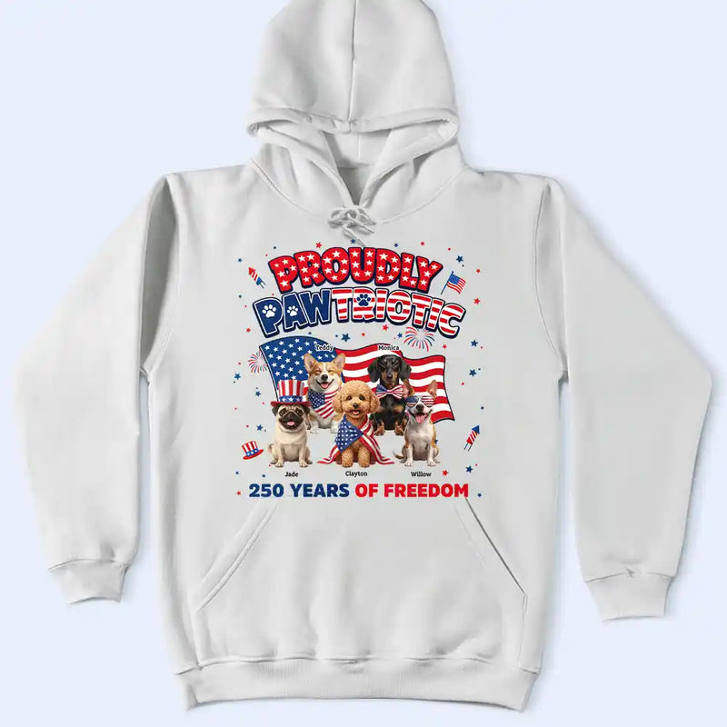 America 250th, Custom Photo, Independence Day, Art Design, Pet Lovers, Playful, Photo - US Theme Accessories 3D Cartoon - Custom Photo 3D Cartoon With US Accessories Proudly Pawtriotic 250 Years Of Freedom - Personalized T Shirt
