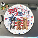America 250th, Custom Photo, Independence Day, Art Design, Pet Lovers, Playful, Photo - US Theme Accessories 3D Cartoon - Custom Photo 3D Cartoon With US Accessories Red White Woof - Personalized Custom Shaped Acrylic Car Visor Clip