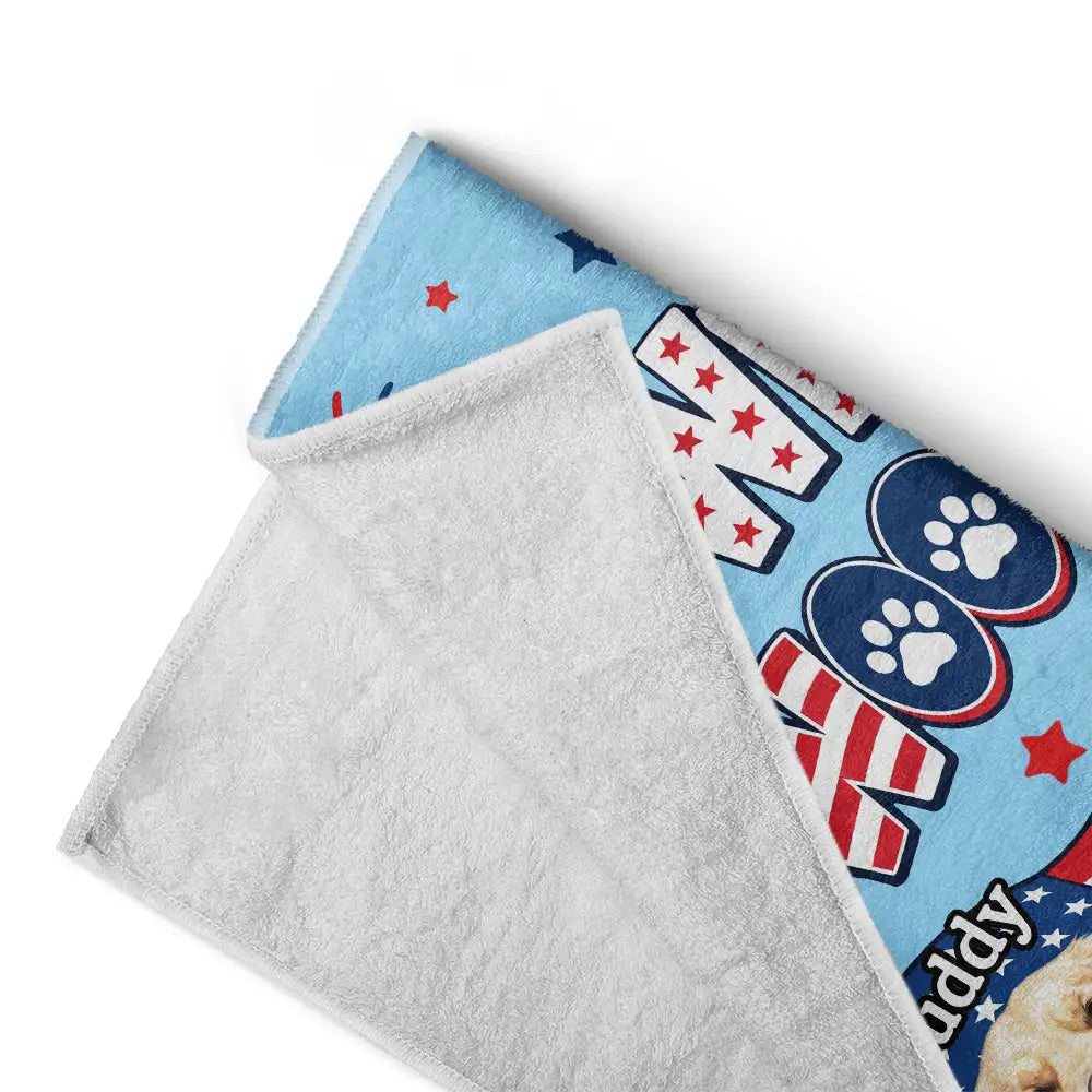 America 250th, Custom Photo, Independence Day, Art Design, Pet Lovers, Playful, Photo - US Theme Accessories 3D Cartoon - Custom Photo 3D Cartoon With US Accessories Red White Woof - Personalized Beach Towel