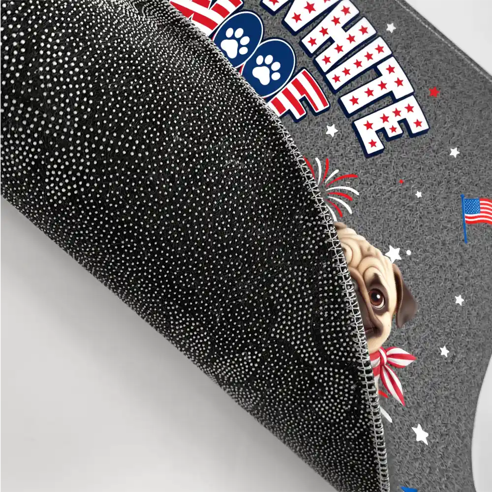 America 250th,Custom Photo,Independence Day,Art Design,Pet Lovers,Playful,Photo - US Theme Accessories 3D Cartoon - Custom Photo 3D Cartoon With US Accessories Red White Woof - Personalized Doormat
