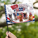 America 250th,Custom Photo,Independence Day,Art Design,Family,Proud,Photo - US Theme Accessories 3D Cartoon - Custom Photo 3D Cartoon With US Accessories Red White Woof - Personalized Handheld Flag