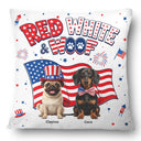 America 250th,Custom Photo,Independence Day,Art Design,Pet Lovers,Playful,Photo - US Theme Accessories 3D Cartoon - Custom Photo 3D Cartoon With US Accessories Red White Woof - Personalized Pillow