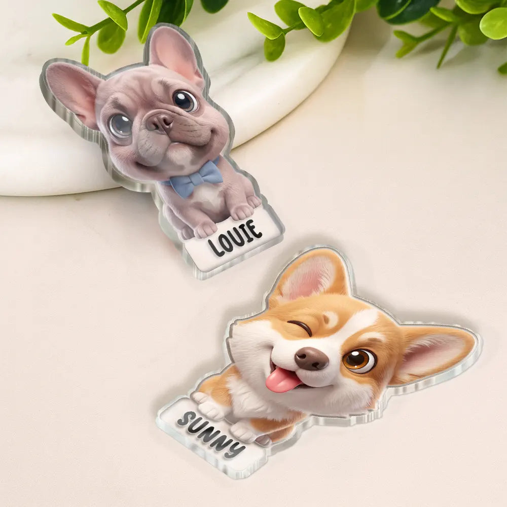 Adorable,Art Design,Pet Lovers,Photo - 3D Chibi Adorable Pet - Custom Photo 3D Chibi Pet Dog Cat With Name - Personalized Acrylic Magnet