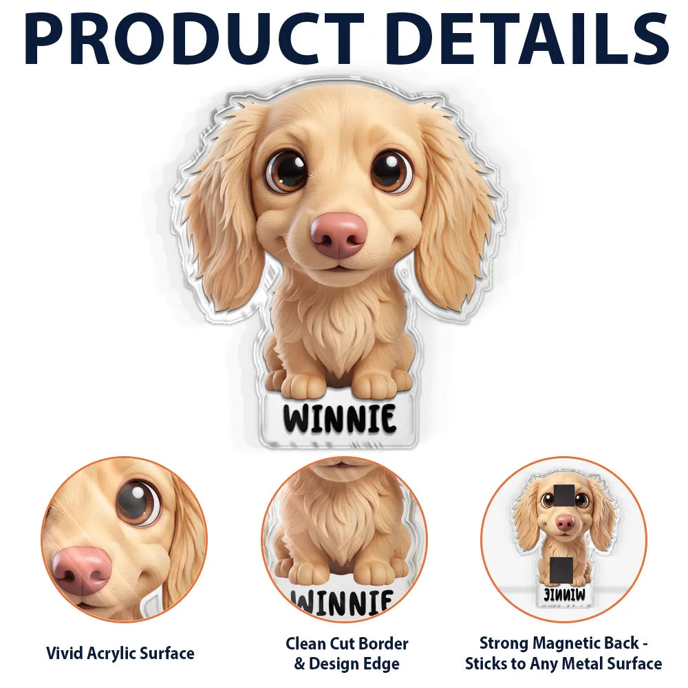 Adorable,Art Design,Pet Lovers,Photo - 3D Chibi Adorable Pet - Custom Photo 3D Chibi Pet Dog Cat With Name - Personalized Acrylic Magnet