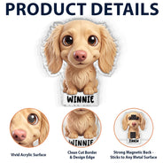 Adorable,Art Design,Pet Lovers,Photo - 3D Chibi Adorable Pet - Custom Photo 3D Chibi Pet Dog Cat With Name - Personalized Acrylic Magnet