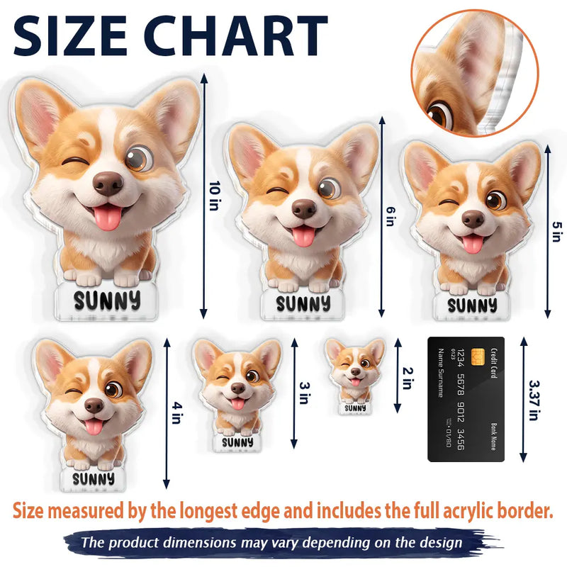 Adorable,Art Design,Pet Lovers,Photo - 3D Chibi Adorable Pet - Custom Photo 3D Chibi Pet Dog Cat With Name - Personalized Acrylic Magnet