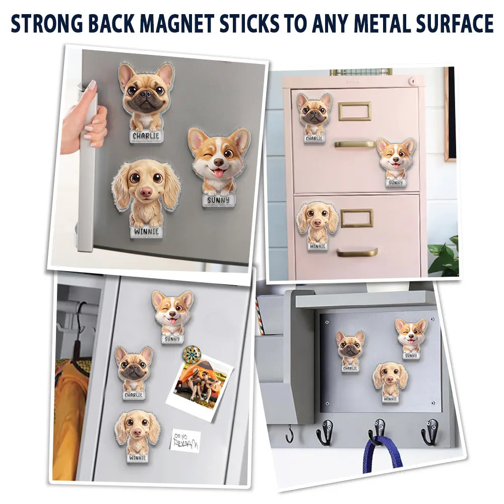 Adorable,Art Design,Pet Lovers,Photo - 3D Chibi Adorable Pet - Custom Photo 3D Chibi Pet Dog Cat With Name - Personalized Acrylic Magnet