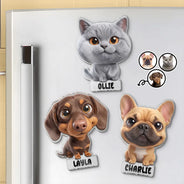 Adorable,Art Design,Pet Lovers,Photo - 3D Chibi Adorable Pet - Custom Photo 3D Chibi Pet Dog Cat With Name - Personalized Acrylic Magnet
