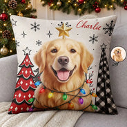 Top Market,Art Design,Christmas,Pet Lovers,Photo - Christmas Accessories 3D Cartoon Pet,Happy - Custom Photo 3D Christmas Themed Pet Cute Pet Portrait Christmas Decoration - Personalized Pillow