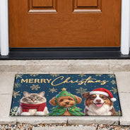 Top Market,Art Design,Christmas,Dog Lovers,Pet Lovers,Photo - Christmas Accessories 3D Cartoon Pet,Happy - Custom Photo 3D Christmas Themed Pet Dog Pet Lovers Snowflake Christmas - Personalized Doormat