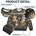 Art Design,Christmas,Pet Lovers,Photo - Christmas Accessories 3D Cartoon Pet,Happy - Custom Photo 3D Christmas Themed Pet Feliz Navidog Snowflake Pattern - Personalized Unisex Ugly Sweater