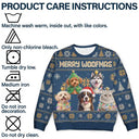 Art Design,Christmas,Pet Lovers,Photo - Christmas Accessories 3D Cartoon Pet,Happy - Custom Photo 3D Christmas Themed Pet Feliz Navidog Snowflake Pattern - Personalized Unisex Ugly Sweater
