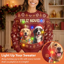 Art Design,Christmas,Pet Lovers,Photo - Christmas Accessories 3D Cartoon Pet,Happy - Custom Photo 3D Christmas Themed Pet Feliz Navidog Snowflake Pattern - Personalized Unisex Ugly Sweater