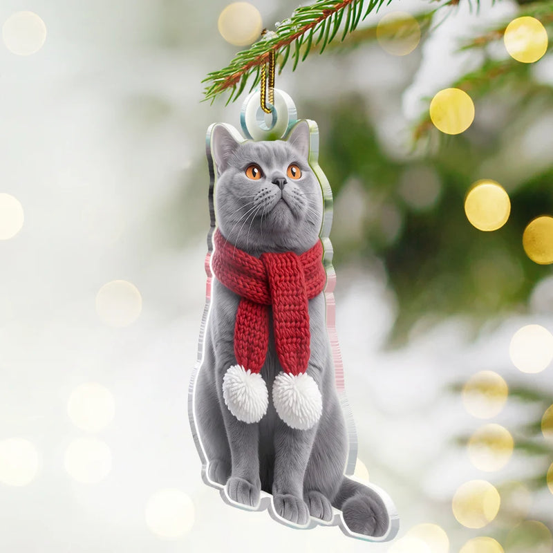 Art Design,Playful,Christmas,Pet Lovers,Photo - Christmas Accessories 3D Cartoon Pet - Custom Photo 3D Christmas Themed Pet Funny Dog Cat - Personalized Custom Shaped Acrylic Ornament