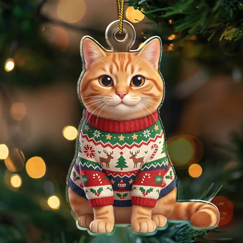 Art Design,Playful,Christmas,Pet Lovers,Photo - Christmas Accessories 3D Cartoon Pet - Custom Photo 3D Christmas Themed Pet Funny Dog Cat - Personalized Custom Shaped Acrylic Ornament