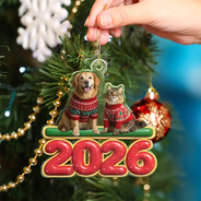 Christmas,Custom Photo,Cozy,Family,Remove BG Photo - Custom Photo 3D Effect Christmas Family Gathered Together - Personalized Custom Shaped Acrylic Ornament