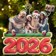 Christmas,Custom Photo,Cozy,Family,Remove BG Photo - Custom Photo 3D Effect Christmas Family Gathered Together - Personalized Custom Shaped Acrylic Ornament
