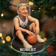 Basketball, Gift For Yourself, Gift For Men, Gift For Women, Gift For Kids - Custom Photo 3D Effect Figure Art Basketball Lover - Personalized Custom Shaped Acrylic Ornamenta