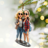 Happy, Gift For Bestie, Gifts For Colleagues, Gift For Sisters, Christmas - Custom Photo 3D Effect Figure Art Besties - Personalized Custom Shaped Acrylic Ornament