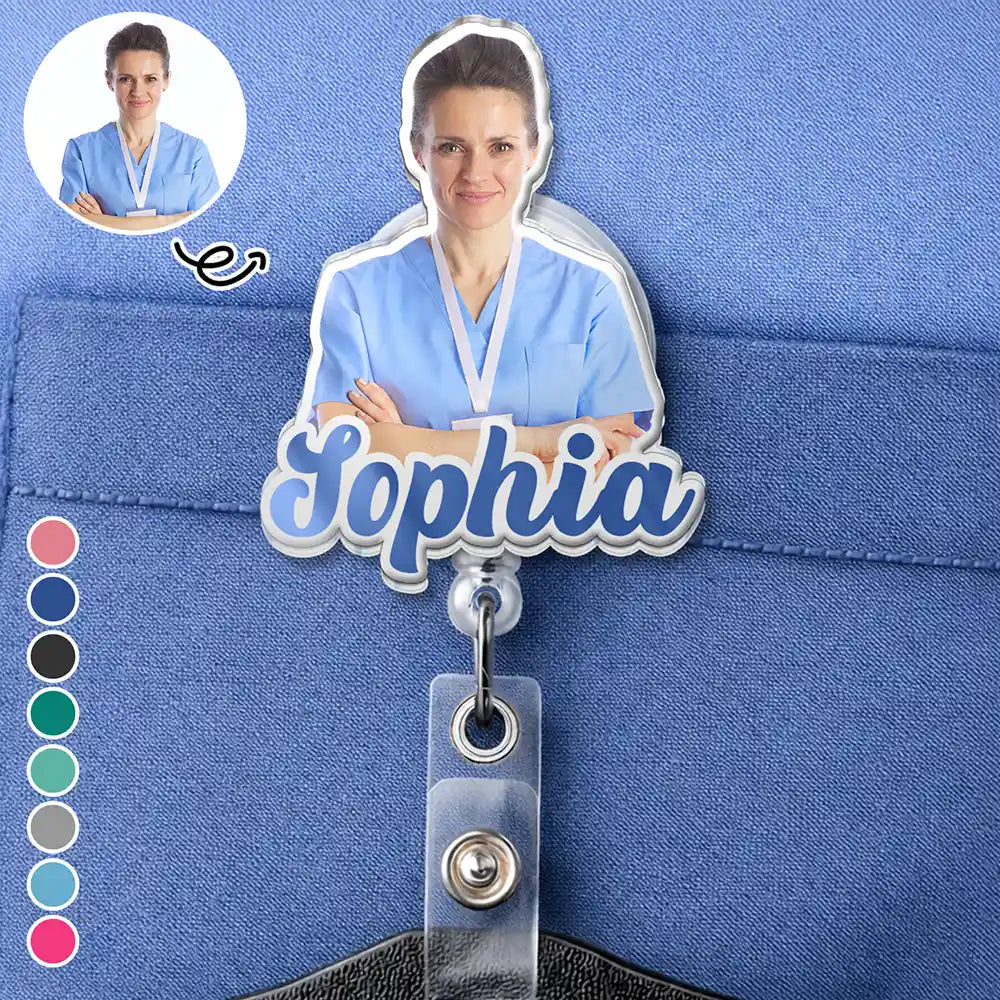 Custom Photo 3D Effect Nurse Name - Personalized Badge Reel