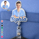 Custom Photo, Nurse, Proud, Remove BG Photo - Custom Photo 3D Effect Nurse Name - Personalized Badge Reel