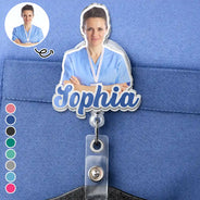 Custom Photo, Nurse, Proud, Remove BG Photo - Custom Photo 3D Effect Nurse Name - Personalized Badge Reel