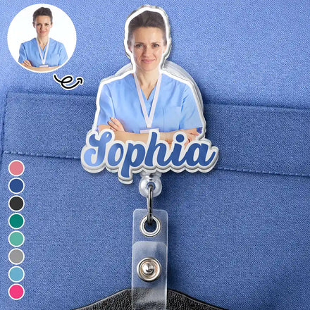 Custom Photo 3D Effect Nurse Name - Personalized Badge Reel