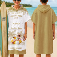 Art Design, Gift For Bestie, Humorous, Beach, Custom Photo, Summer, Photo - Swimming Float 3D Effect - Custom Photo 3D Girls Trip Summer Concept - Personalized Hooded Poncho Towel