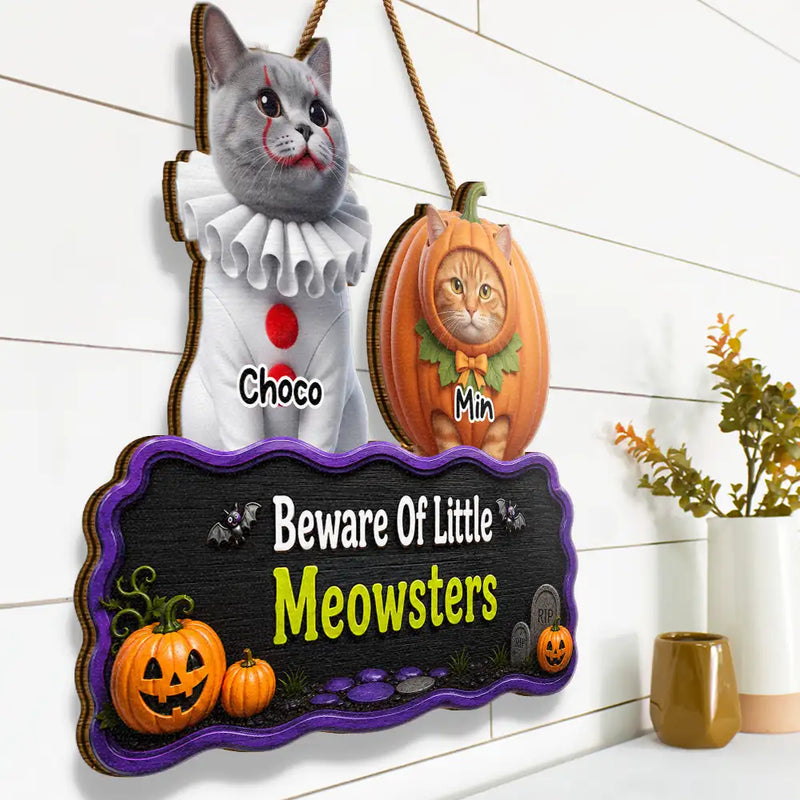 Art Design,Playful,Halloween,Pet Lovers,Photo - Halloween Theme Accessories 3D Cartoon - Custom Photo 3D Halloween Themed Pet Welcome To Haunted House - Personalized Custom Shaped Wood Sign