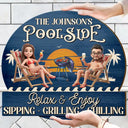Poolside, Outdoor Decor, Custom Photo, Art Design, Summer, Gift For Couples, Humorous, Photo - Beach Chair 3D Effect - Custom Photo 3D Summer Concept Couple Poolside Paradise Relax Enjoy - Personalized Custom Shaped Wood Sign