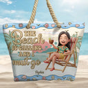 Custom Photo, Beach, Art Design, Summer, Gift For Yourself, Playful, Photo - Beach Chair 3D Effect - Custom Photo 3D Summer Concept Just A Girl Who Loves Beaches - Personalized Beach Bag