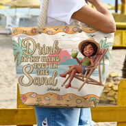 Custom Photo, Beach, Art Design, Summer, Gift For Yourself, Playful, Photo - Beach Chair 3D Effect - Custom Photo 3D Summer Concept Just A Girl Who Loves Beaches - Personalized Beach Bag