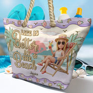 Custom Photo, Beach, Art Design, Summer, Gift For Yourself, Playful, Photo - Beach Chair 3D Effect - Custom Photo 3D Summer Concept Just A Girl Who Loves Beaches - Personalized Beach Bag