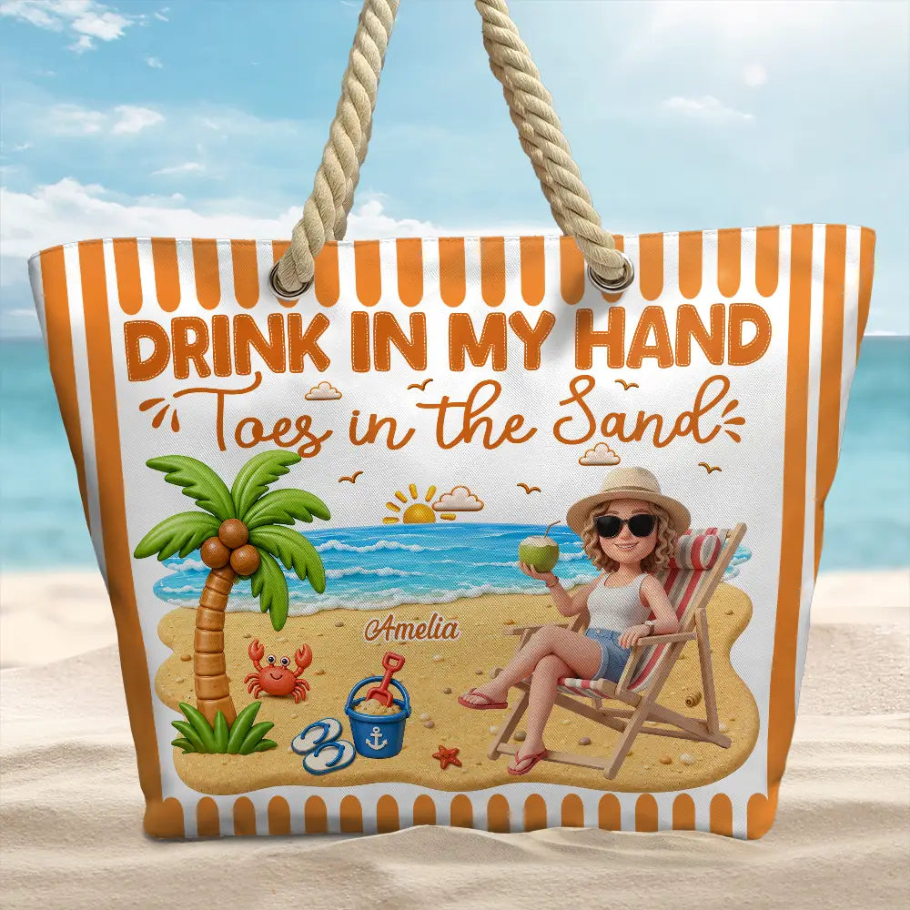 Gift For Yourself, Gift For Women, Custom Photo, Beach, Art Design, Summer, Playful, Photo - Beach Chair 3D Effect - Custom Photo 3D Summer Concept Just A Girl Who Loves Beaches - Personalized Beach Bag