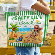 Gift For Yourself, Gift For Women, Custom Photo, Beach, Art Design, Summer, Playful, Photo - Beach Chair 3D Effect - Custom Photo 3D Summer Concept Just A Girl Who Loves Beaches - Personalized Beach Bag