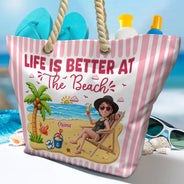 Gift For Yourself, Gift For Women, Custom Photo, Beach, Art Design, Summer, Playful, Photo - Beach Chair 3D Effect - Custom Photo 3D Summer Concept Just A Girl Who Loves Beaches - Personalized Beach Bag
