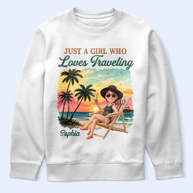 Custom Photo 3D Summer Concept Just A Girl Who Loves Beaches - Personalized T Shirt
