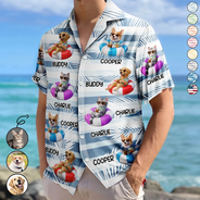 Custom Photo, Art Design, Summer, Pet Lovers, Playful, Photo - Swimming Float 3D Effect - Custom Photo 3D Summer Concept Poolside Beach Vacation Dog Cat - Personalized Hawaiian Shirt