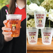 Family,Gift For Bestie,Gift For Men,Gift For Women,Gift For Yourself,Gift For Mother,Gift For Grandpa,Gift For Father,Photo,Humorous - Custom Photo A Cold One For The Old One - Personalized Frosted Cups